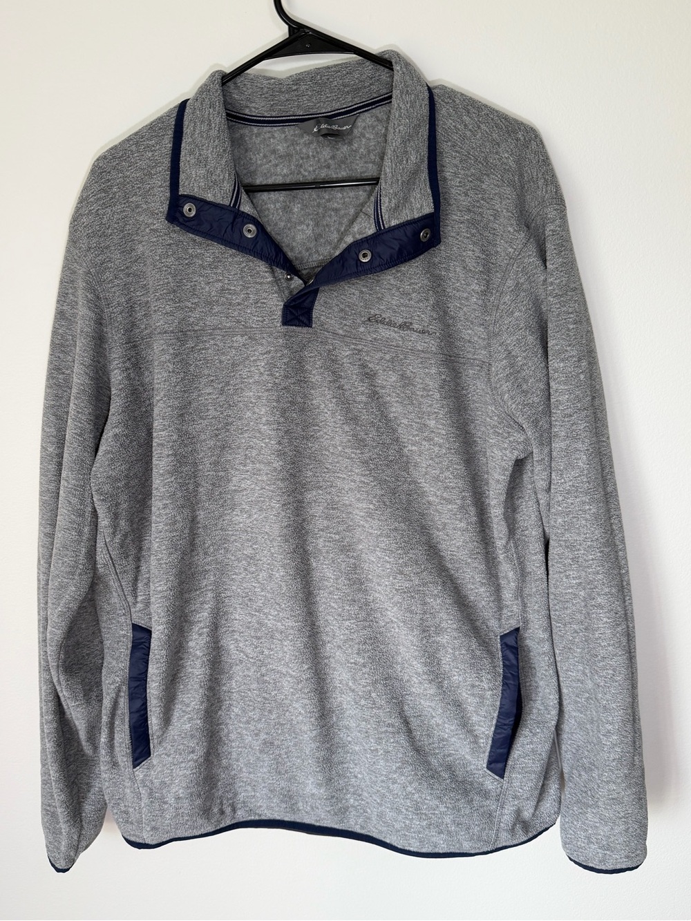 Eddie Bauer Gray Pullover with Navy Trim